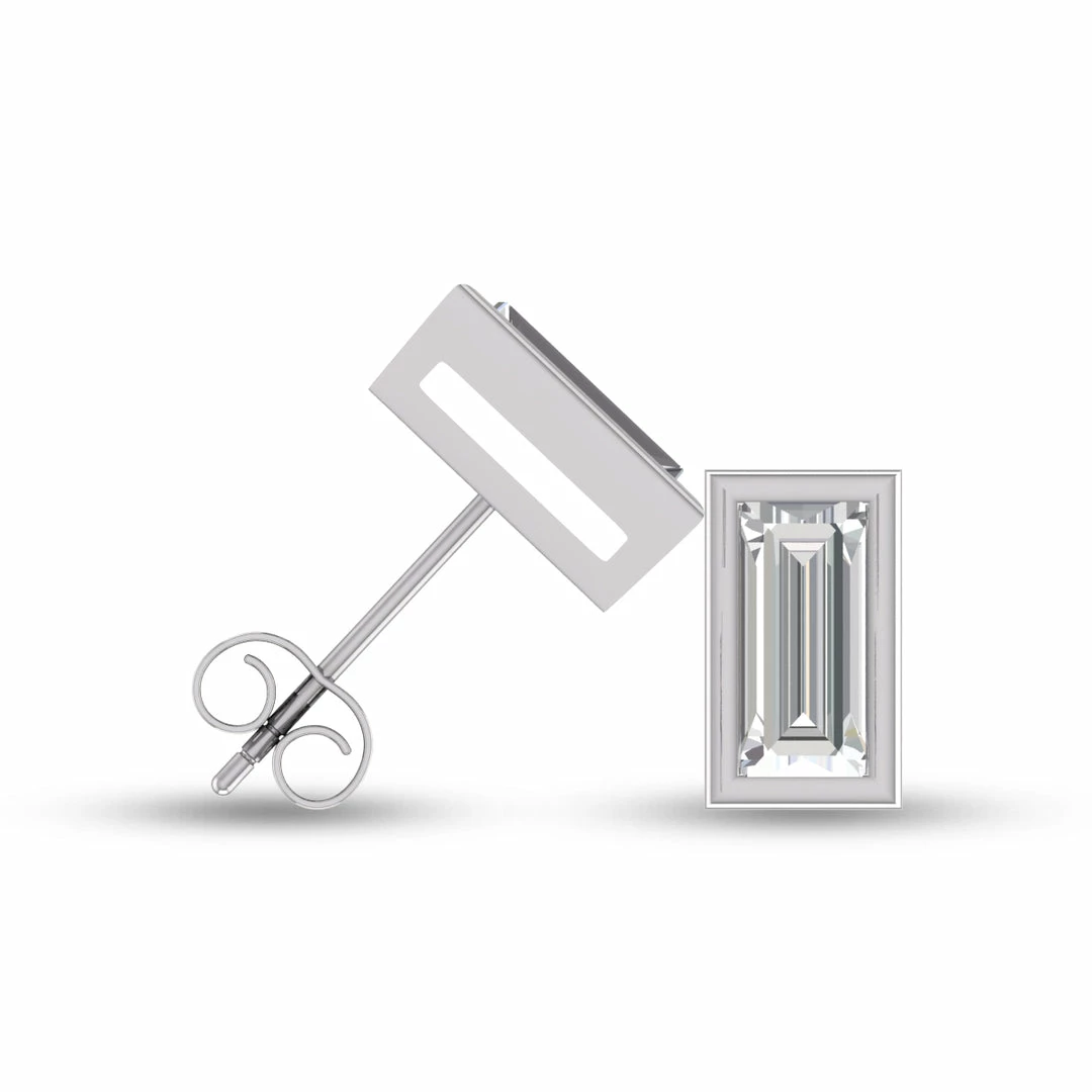 Best deal π Monary Lab Grown 1/2 CTW Baguette Bezel Set Diamond Solitaire Earrings in 14K White Gold for π© women π€© - Image 2