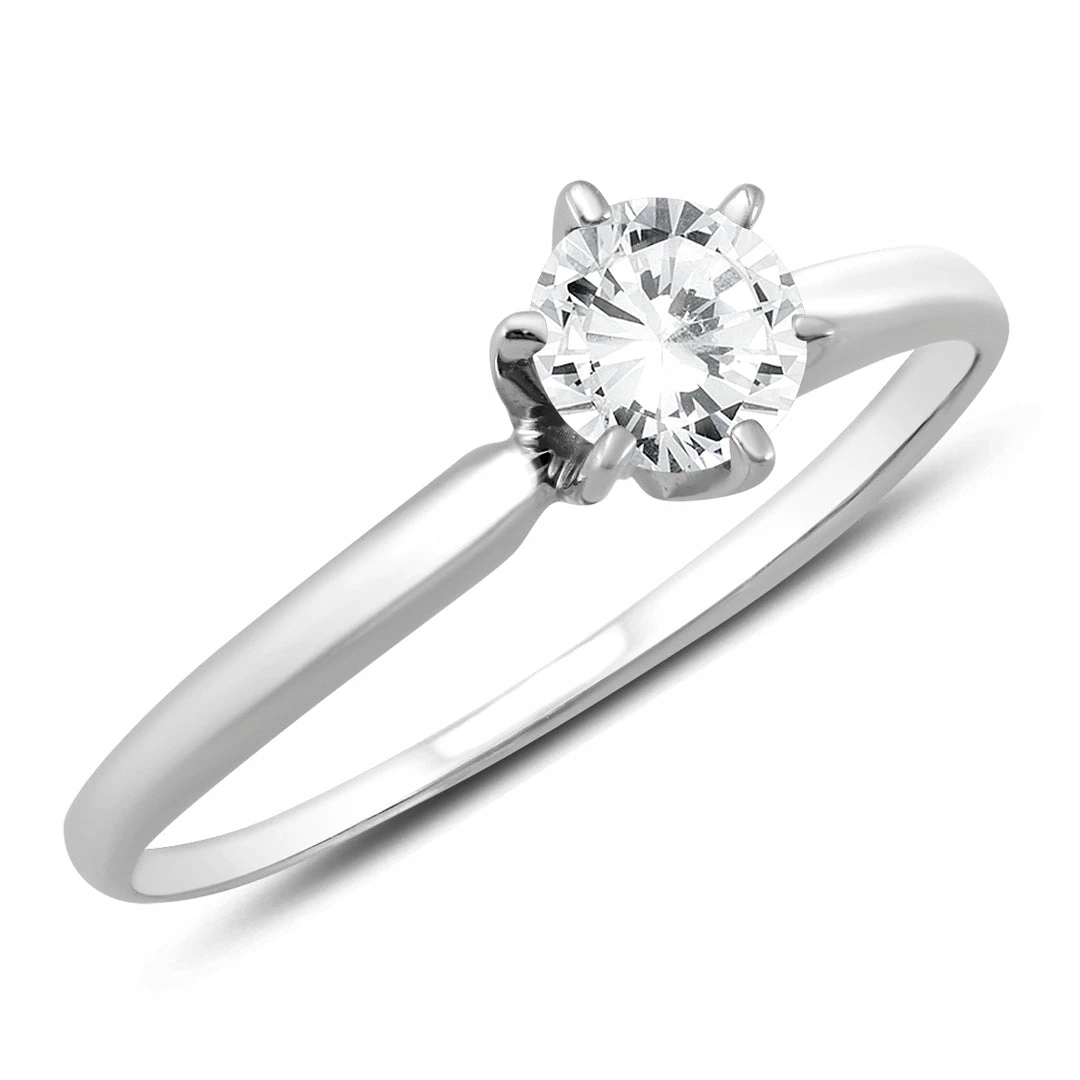 Discount π Monary Almost 1/2 Carat Round Diamond Solitaire Ring in 14K White Gold for π© women 𧨠- Image 3