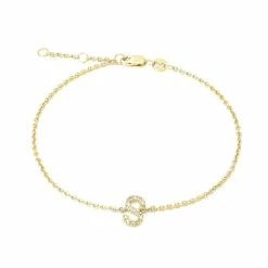 Budget 👏 Monary Silver/18k Yellow Dia "S" Bracelet "7+.5+.5" for 👩 women 🎁