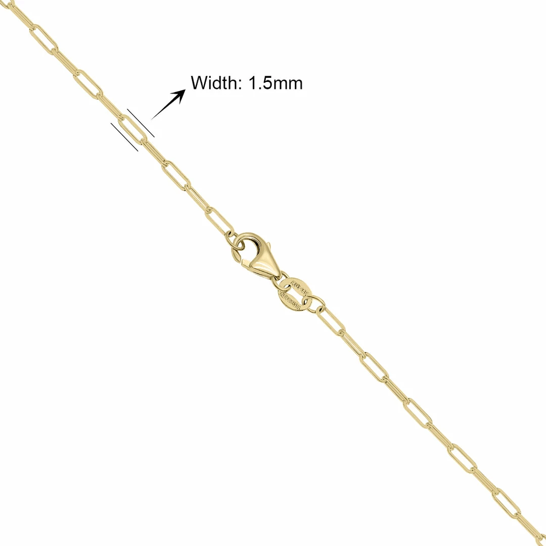 Hot Sale π Monary 14K Yellow Gold 1.5MM Paperclip Necklace With Lobster Clasp - 20 Inch for π© women 𧨠- Image 3