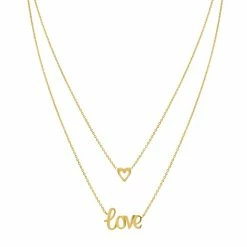 Budget 😉 Monary 10K Yellow Gold Heart & Love Double Strand Necklace for 👩 women 🌟