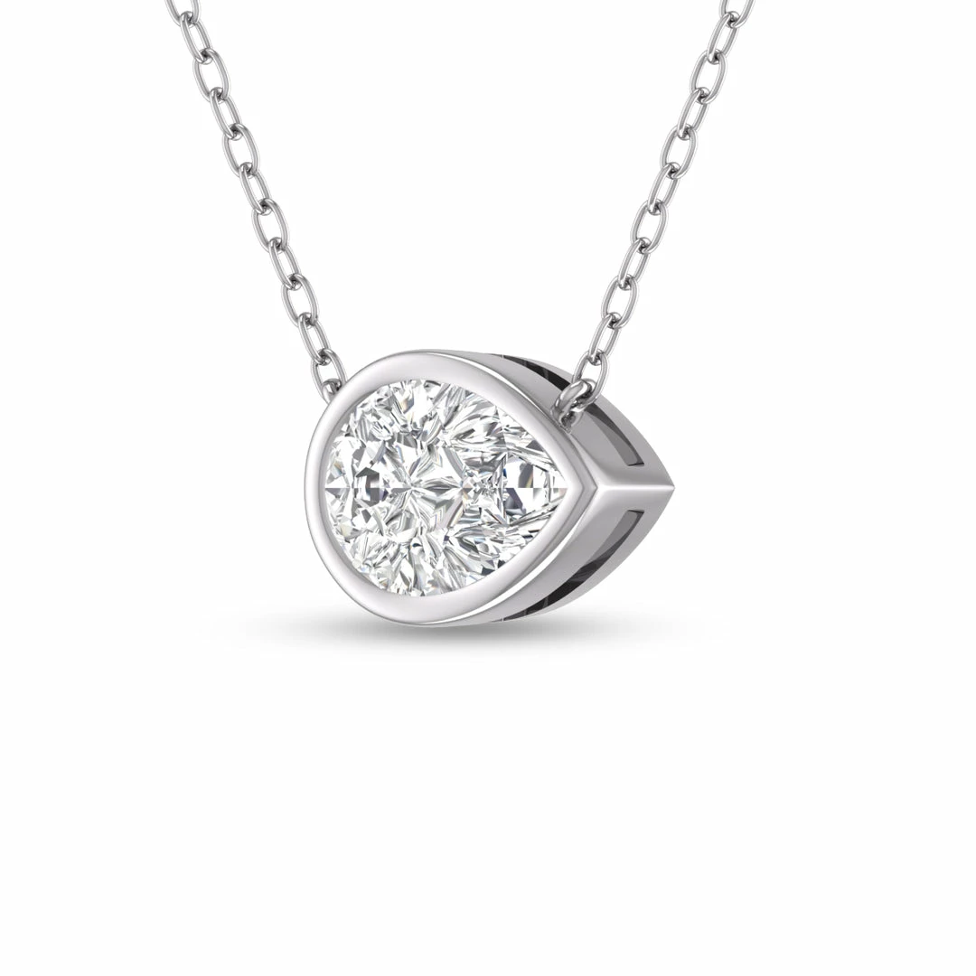 Flash Sale π₯ Monary Lab Grown 3/4 CTW Pear Shaped Bezel Set Diamond Solitaire Pendant in 14K White Gold for π© women β¨ - Image 2