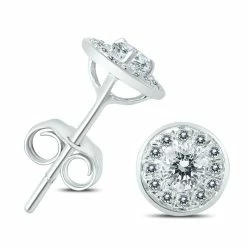 Best Sale 🌟 Monary 1/2 Carat TW Diamond Halo Earrings in 14K White Gold for 👩 women 🌟