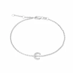 Cheap 👏 Monary Silver Diamond "C" Initial Bracelet 7+1" for 👩 women ❤️