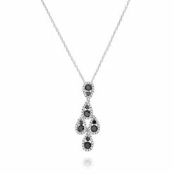 Cheap 😉 Monary Black & White Diamond Pendant Necklace Set in 14K White Gold for 👩 women 👍