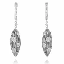 Hot Sale 👏 Monary White Diamond Fashion Earrings Set in 14K White Gold for 👩 women 😉