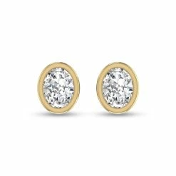 Cheapest β¨ Monary Lab Grown 1/4 CTW Oval Bezel Set Solitaire Diamond Earrings in 14K Yellow Gold for π© women π