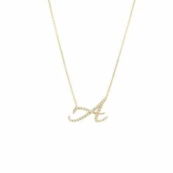 Best Pirce ✔️ Monary Diamond Script Initial Necklace (Yg/ 16+2") for 👩 women 👏