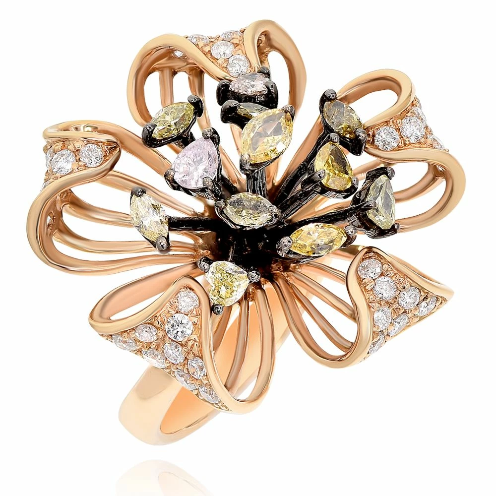 Hot Sale β Monary White & Mixed Natural Fancy Colors Diamond Flower Ring for π© women π