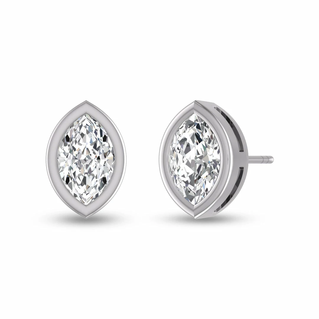 Hot Sale π Monary Lab Grown 3/4 CTW Marquise Bezel Set Diamond Solitaire Earrings in 14K White Gold for π© women π₯° - Image 3