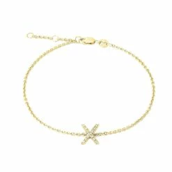 Flash Sale 🥰 Monary Silver/18k Yellow Dia "X" Bracelet "7+.5+.5" for 👩 women 🌟