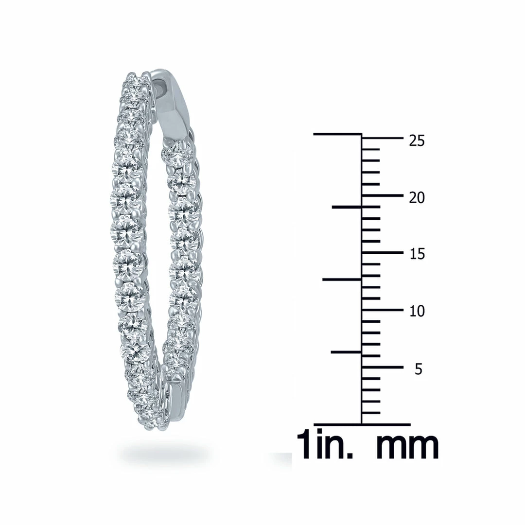 Outlet π Monary 3 Carat TW Round Diamond Hoop Earrings with Push Down Button Lock in 14K White Gold for π© women π₯° - Image 4