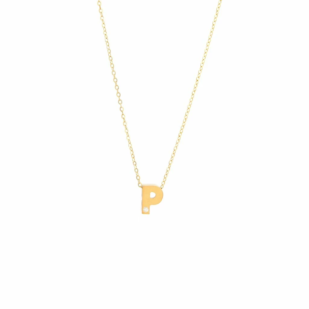 Hot Sale βοΈ Monary 14k Yg Initial P W/ Diamond And Chain (16+2") for π© women π