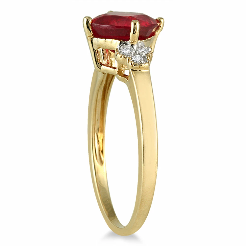 Promo β¨ Monary 2.25 Carat Cushion Cut Ruby and Diamond Ring in 10K Yellow Gold for π© women π€© - Image 2