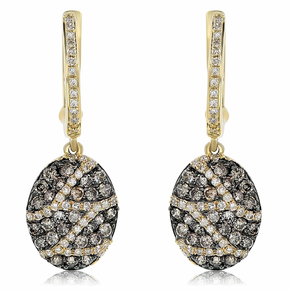 Best reviews of π Monary Brown & White Diamond Dangle Earrings Set in 14K White Gold for π© women π₯°