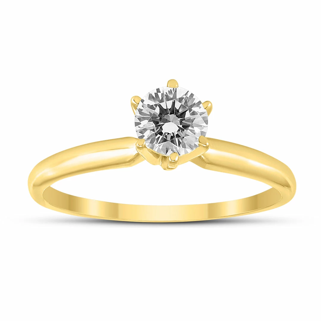 Buy π Monary 3/8 Carat Round Diamond Solitaire Ring in 14K Yellow Gold for π© women π