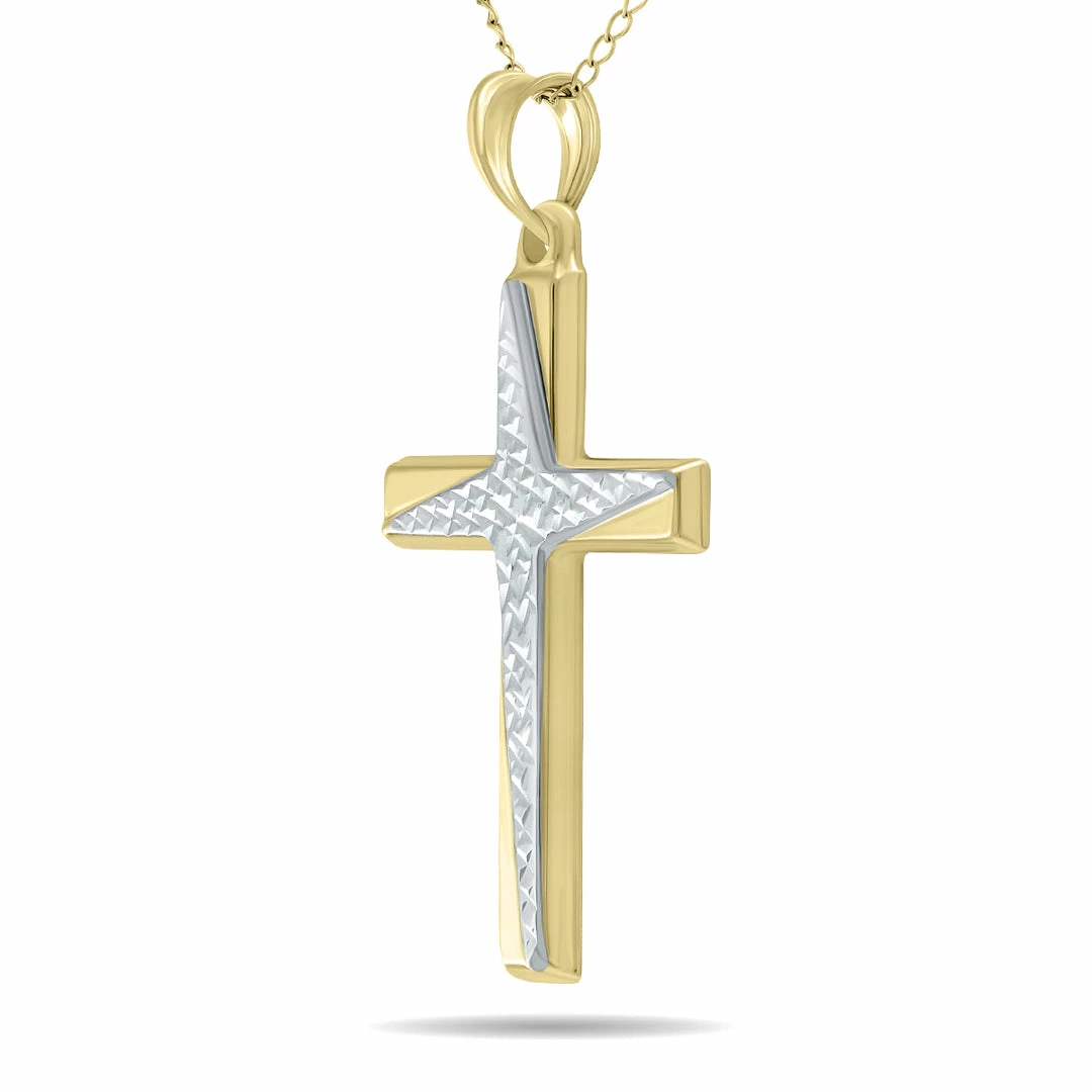 Best Sale β Monary 10K Yellow Gold Cross Pendant With Rhodium Polish Accents for π© women π - Image 2