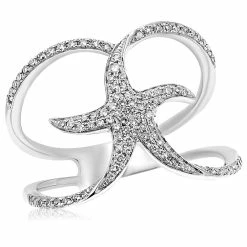 Deals ✔️ Monary Diamond Right Hand Ring - Set in 14K White Gold for 👩 women ✔️