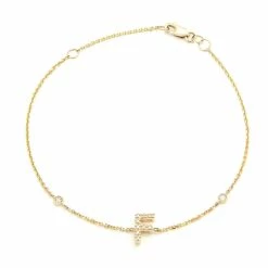 Cheap 👏 Monary Diamond Initial Fashion Bracelet "F" (14k) (6+1") for 👩 women 🧨