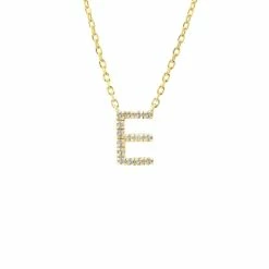 Cheapest 👍 Monary Silver Diamond Initial "E" Necklace W/18k Yg Plate for 👩 women 👍