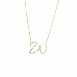 Deals 🤩 Monary Diamond Script Initial Necklace (Yg/ 16+2") for 👩 women ❤️