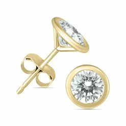 Brand new 🎁 Monary 1/2 Carat TW Bezel Diamond Solitaire Earrings in 14K Yellow Gold for 👩 women 👏