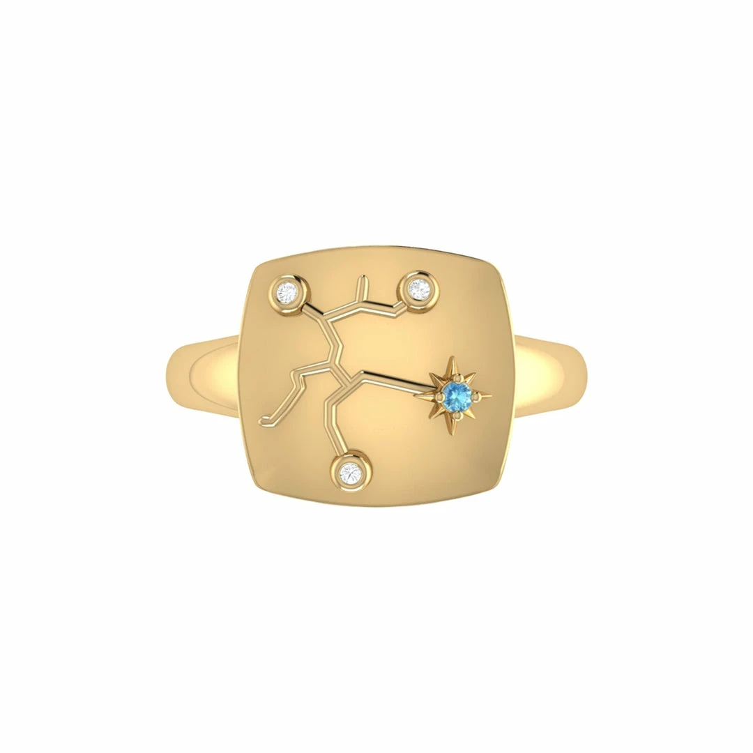 Wholesale βοΈ Monary Sagittarius Archer Blue Topaz & Diamond Constellation Signet Ring in 14K Yellow Gold Vermeil on Sterling Silver for π© women β¨ - Image 4