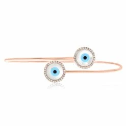 Coupon 😉 Monary Diamond Evil Eye Bracelet - Prong Set in 14K Rose Gold for 👩 women ⭐