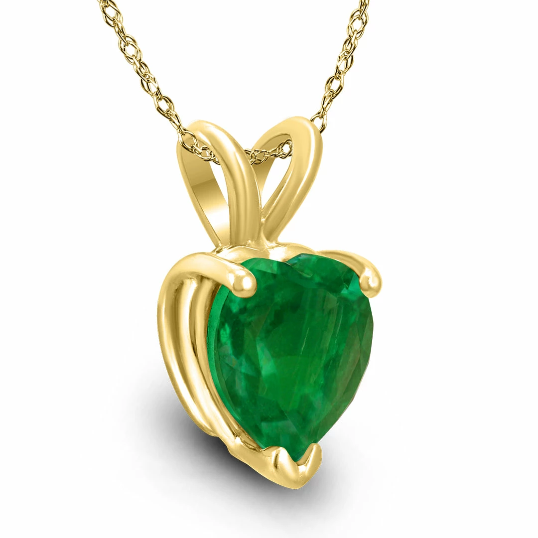 Best deal π Monary 14K Yellow Gold 5MM Heart Emerald Pendant for π© women π - Image 2