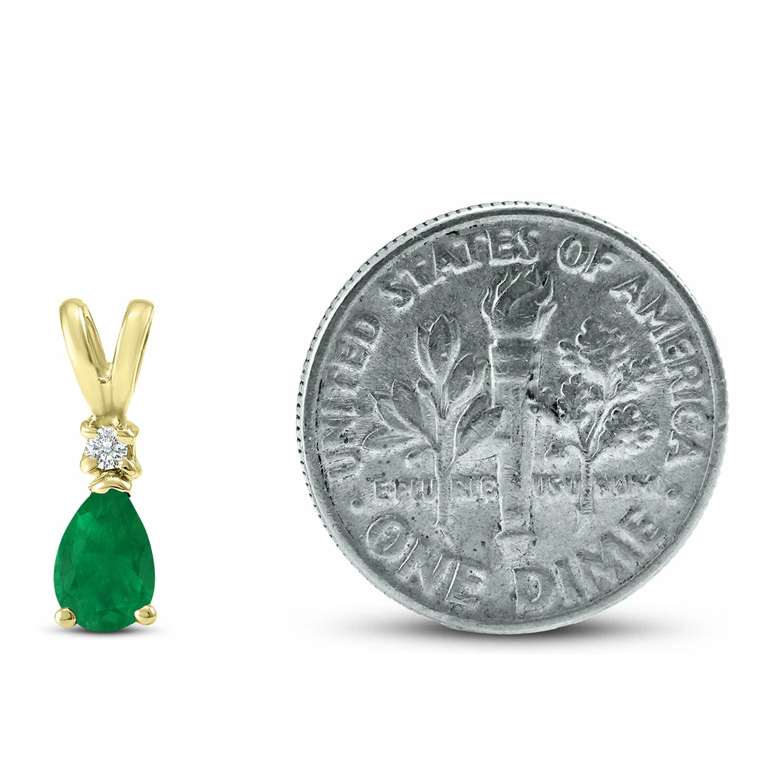 Wholesale π₯ Monary 14K Yellow Gold 6x4MM Pear Emerald and Diamond Pendant for π© women β - Image 4