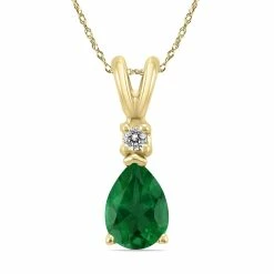 Wholesale 🔥 Monary 14K Yellow Gold 6x4MM Pear Emerald and Diamond Pendant for 👩 women ⌛