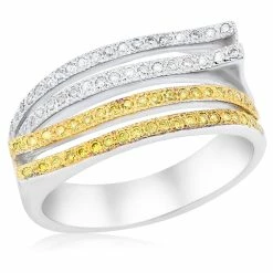 Outlet 🛒 Monary White & Yellow Diamond Prong Set Band Set in 14K Two Tone Gold for 👩 women 🤩