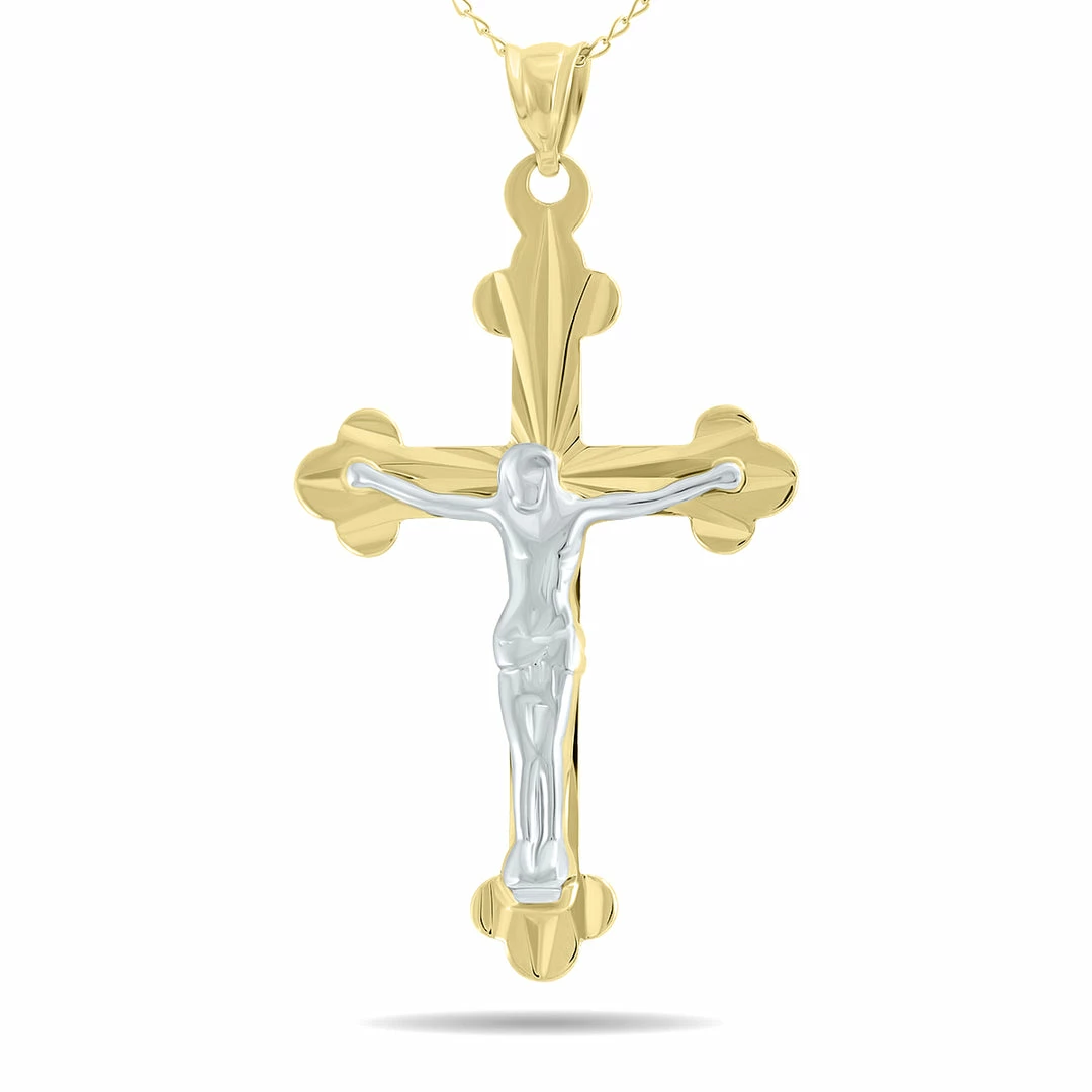 Discount βοΈ Monary Ornate Crucifixion Roman Cross Pendant In 10K Yellow Gold With White Rhodium Accents for π© women π€©
