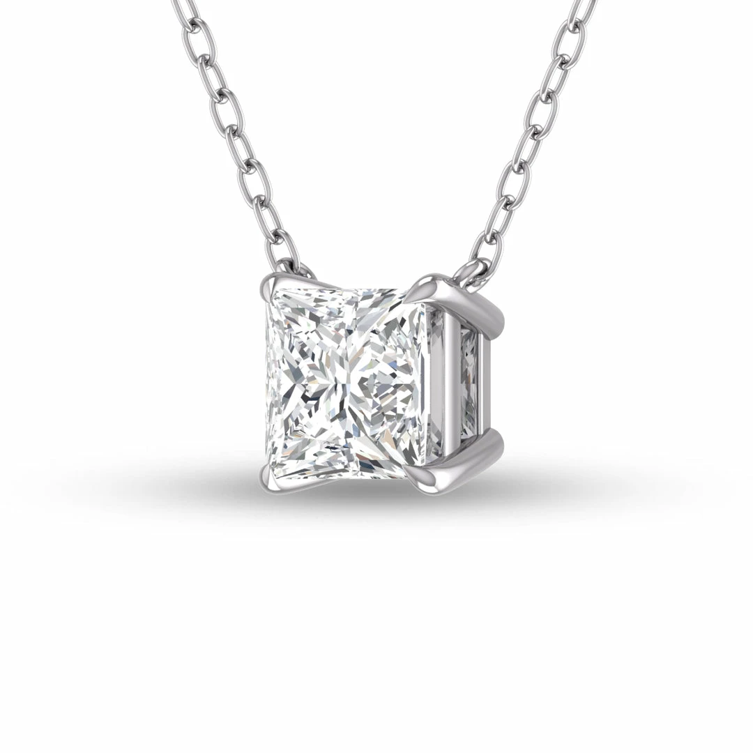 Buy π Monary Lab Grown 1 CTW Floating Princess Cut Diamond Solitaire Pendant in 14K White Gold for π© women β - Image 2
