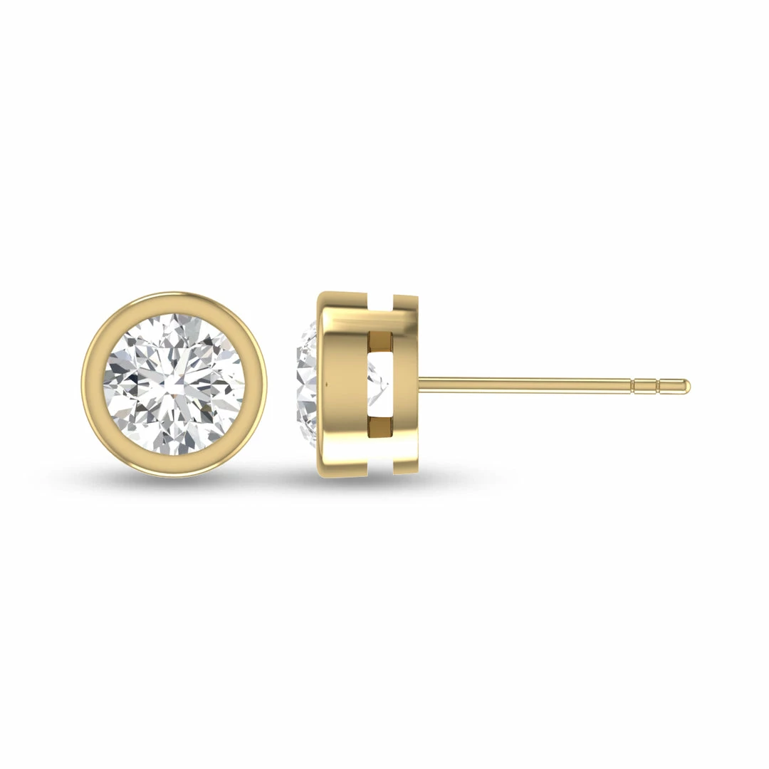 Hot Sale π₯° Monary Lab Grown 1/2 CTW Round Bezel Set Solitaire Diamond Earrings in 14K Yellow Gold for π© women β¨ - Image 4