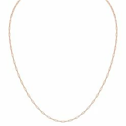 Best Pirce 💯 Monary 14K Pink Gold 1.5MM Dainty Paperclip Necklace With Lobster Clasp - 16 Inch for 👩 women 🔥