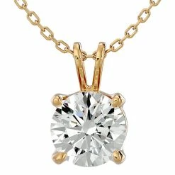 Outlet β€οΈ Monary 2 Carat Round Brilliant Moissanite Necklace in 14 Karat Yellow Gold for π© women π