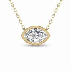 Best reviews of 🌟 Monary Lab Grown 1/2 CTW Marquise Shaped Bezel Set Diamond Solitaire Pendant in 14K Yellow Gold for 👩 women 🛒