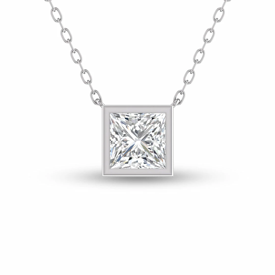 Coupon π Monary Lab Grown 3/4 CTW Princess Cut Bezel Set Diamond Solitaire Pendant in 14K White Gold for π© women π