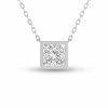 Cheapest 👍 Monary Lab Grown 1 CTW Princess Cut Bezel Set Diamond Solitaire Pendant in 14K White Gold for 👩 women 💯