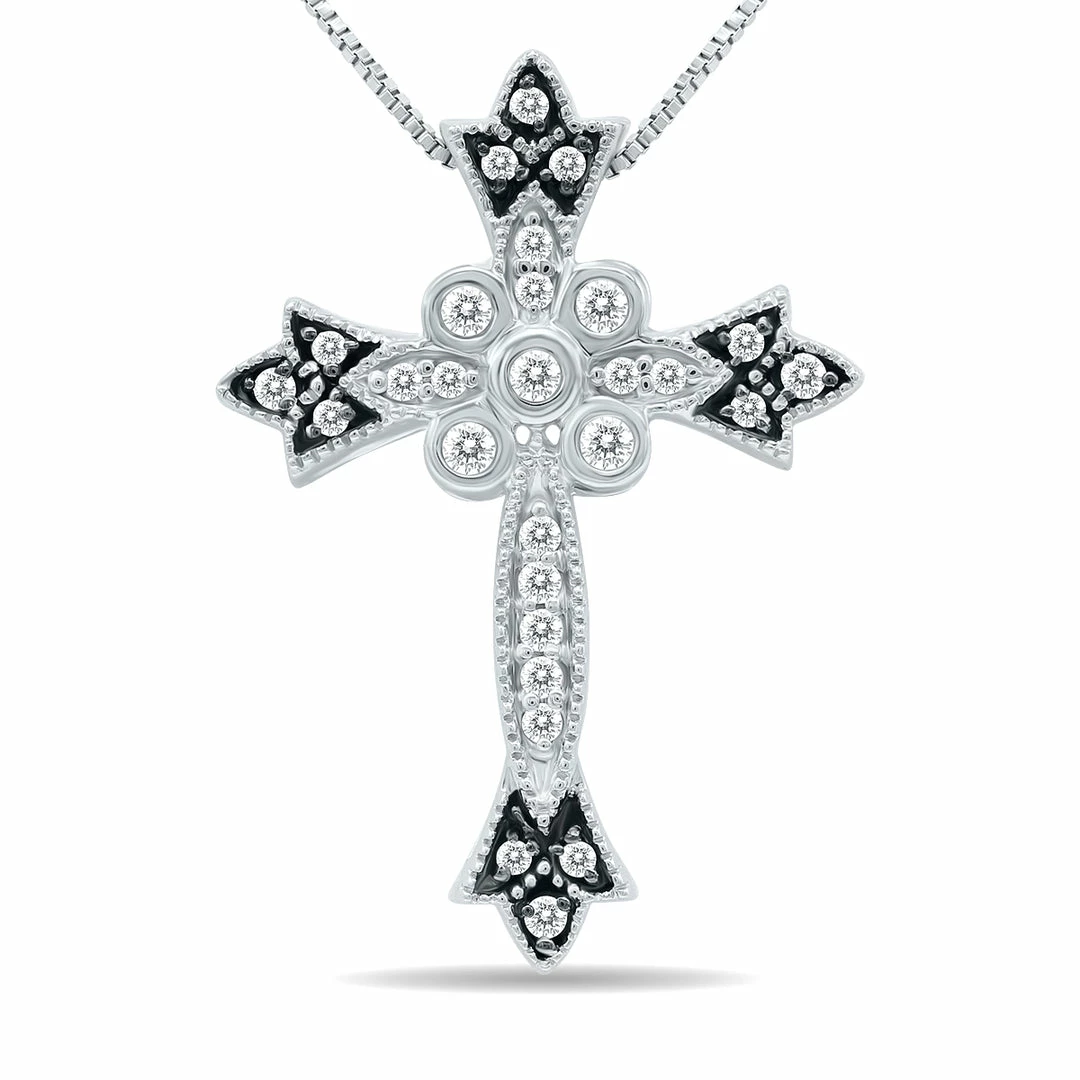 Cheapest π₯ Monary 1/4 Carat TW Diamond Cross Pendant with Black Rhodium in .925 Sterling Silver for π© women π