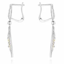 Coupon 👍 Monary White Diamond Flower Fashion Earrings Set in 18K Two Tone Gold for 👩 women 👍