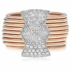 Promo 😀 Monary Diamond Fashion Ring - Set in 14K Two Tone Gold for 👩 women 🔔