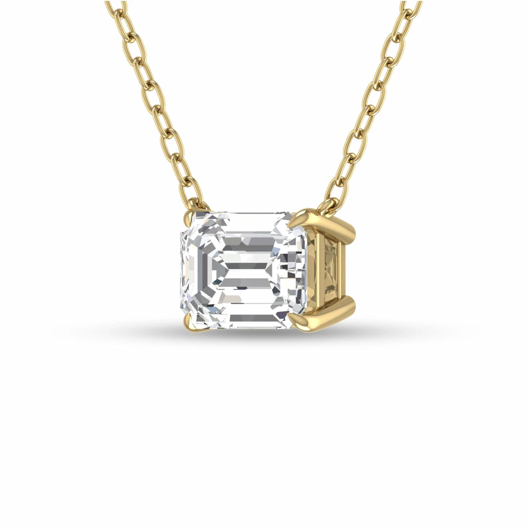 New π Monary Lab Grown 1 CTW Floating Emerald Diamond Solitaire Pendant in 14K Yellow Gold for π© women π - Image 2