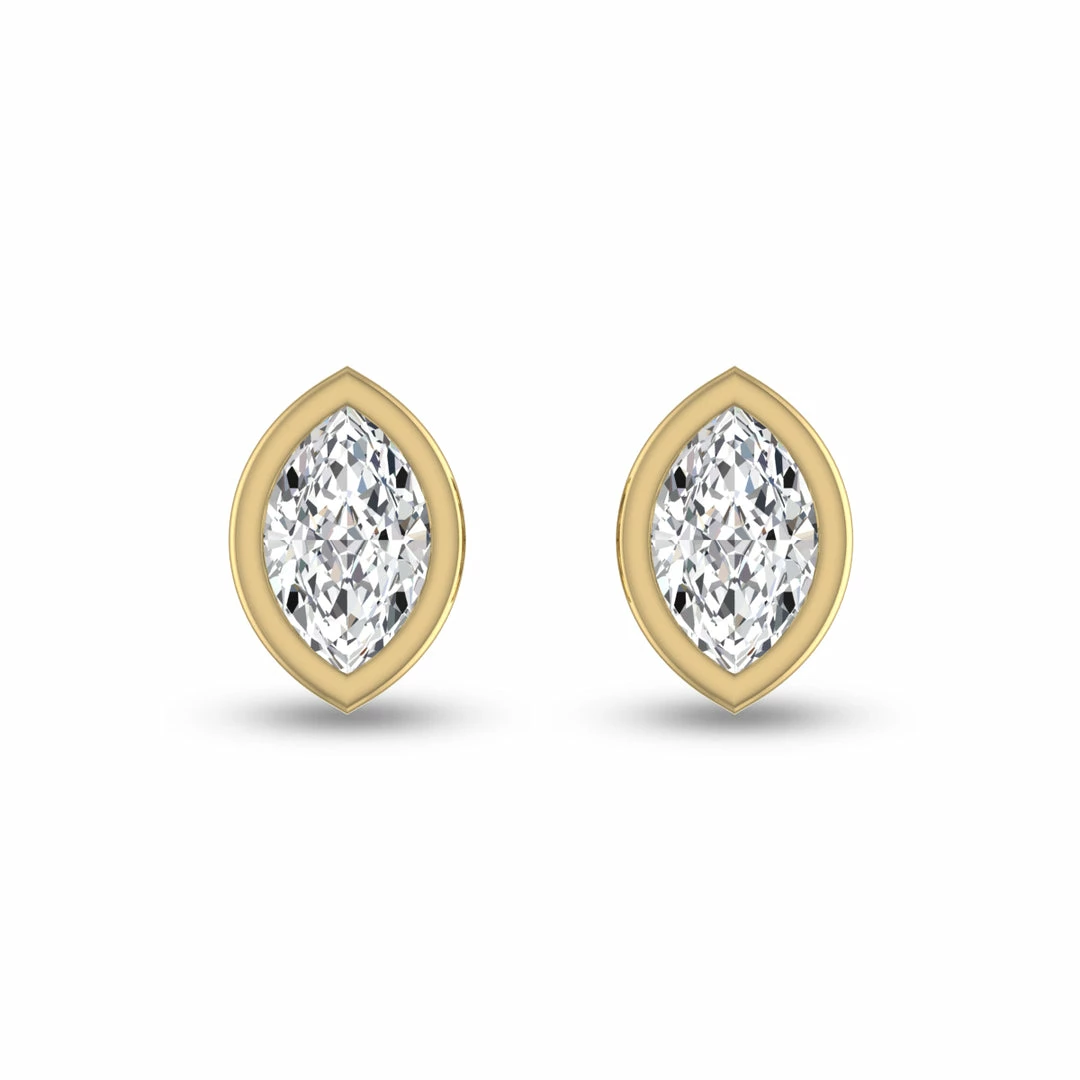 New β€οΈ Monary Lab Grown 1/4 CTW Marquise Bezel Set Diamond Solitaire Earrings in 14K Yellow Gold for π© women π