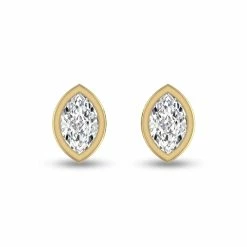 New ✨ Monary Lab Grown 3/4 CTW Marquise Bezel Set Diamond Solitaire Earrings in 14K Yellow Gold for 👩 women ✨