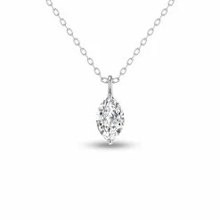 Promo 😍 Monary Lab Grown 1/4 CTW Marquise Solitaire Diamond Pendant in 14K White Gold for 👩 women 😍