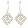 Best deal 🎉 Monary White Diamond Fashion Earrings Set in 14K Two Tone Gold for 👩 women ⌛
