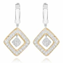 Best deal 🎉 Monary White Diamond Fashion Earrings Set in 14K Two Tone Gold for 👩 women ⌛
