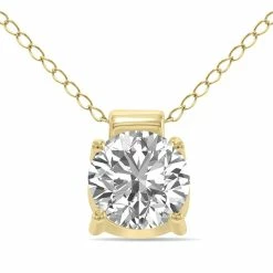 Best Sale π Monary Lab Grown 1 Carat 4 Prong Diamond Solitaire Pendant in 14K Yellow Gold (F-G Color, VVS Clarity) for π© women π